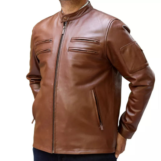 Plain Brown Leather Jacket – 2ZF-GCI-GB