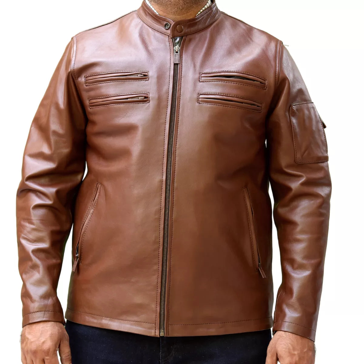 Plain Brown Leather Jacket – 2ZF-GCI-GB