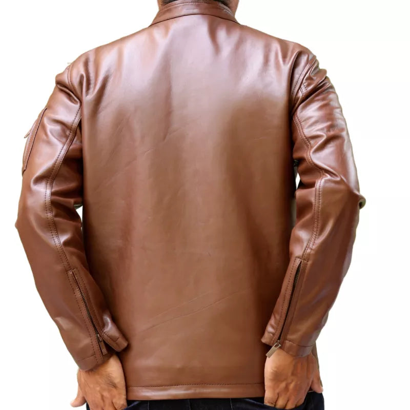 Plain Brown Leather Jacket – 2ZF-GCI-GB