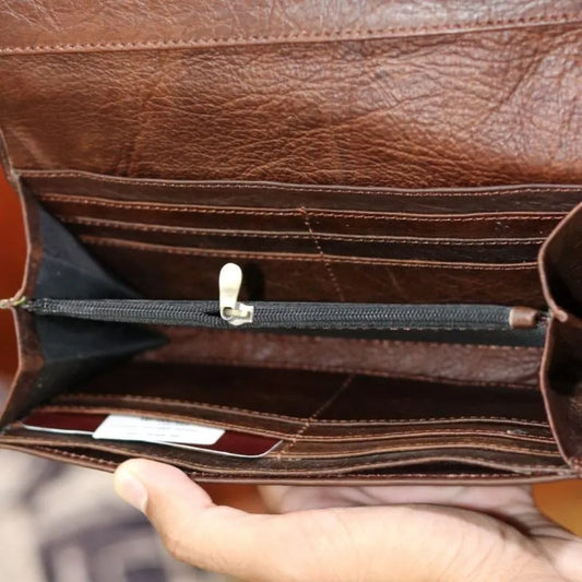 Vintage Brown Unisex Clutch in Real Leather