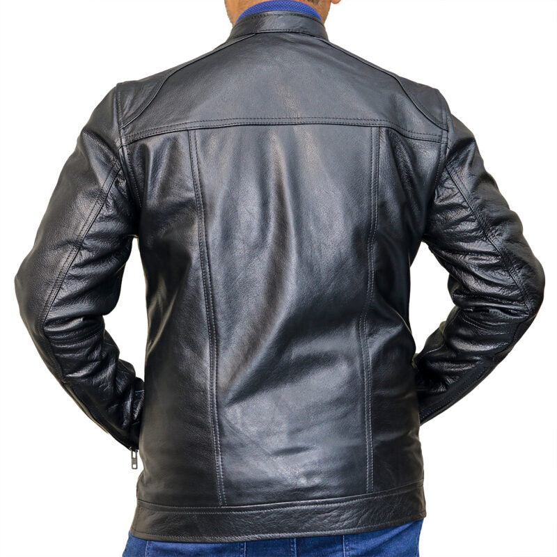 939-BLK Biker Leather Jacket for Men